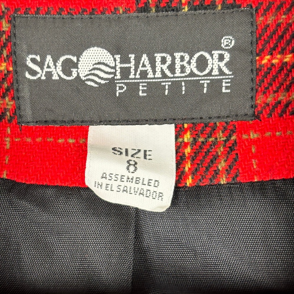 Sag Harbor Blazer Womens 8P Wool Blend Plaid Velvet Collar - Picture 4 of 7